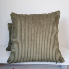 Decofav Lüks Şerit Fitilli Kadife Kırlent Kılıfı Zeytin Kahverengi