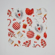 Deco El Çizimi Yılbaşı Objeleri Desenli Lazer Kesim Kokteyl Peçetesi