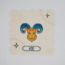 Deco Koç Burcu Tasarımlı Dijital Baskılı Lazer Kesim Kokteyl Peçetesi