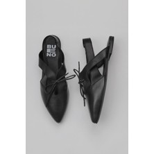 Bueno Shoes Siyah Deri Kadın Düz Sandalet 01Wy1803 01Wy1803