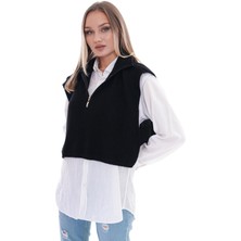 Kadın Yarım Fermuarlı Triko Örme Süveter 245167 -