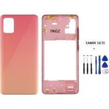Samsung Galaxy A51  - SM-A515F Full Kasa Arka Kapak Takım Turuncu - Tamir Seti