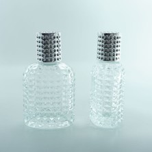 Parfüm Şişesi 50 ml (2 Adet ) Oval Noktalı Kristal Boş Parfüm Şişesi