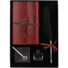 Fidan Retro Vintage Divit Tüylü Dolma Kalem Defter Seti Ikili Set