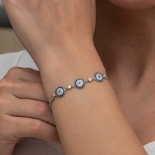 Serra Jewels Gümüş Üçlü Nazar Kadın Bileklik