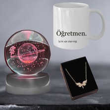 Regalo Öğretmene Hediye Seti Anlamlı Mesajlı Kupa ve Melek Kolye ile Öğretmenler Günü İçin