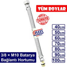 ASFLEXS 3/8 × M10 Paslanmaz Çelik Flex Hortum Batarya Bağlantı Hortumu (40 cm)