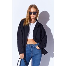 Edition Siyah V Yaka Kadın Salaş Gömlek - 6918