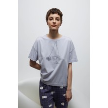 Kadın Pamuklu Kısa Kollu Pijama Üstü