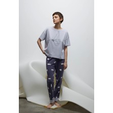 Kadın Pamuklu Kısa Kollu Pijama Üstü