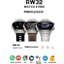 MerciTech RW32 Watch 4 Pro Curved Amoled Ekran Android Ios Uyumlu Akıllı Saat Gümüş