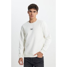 Lee L212299102 Ekru Erkek Lee Baskılı Bisiklet Yaka Üç Iplik Sweat