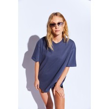 Edition Kalın Soft Dokulu Enjeksiyon Minimal Baskı Detaylı Oversize Rahat Kalıp  Pamuk  T-Shirt