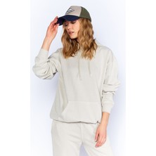 Edition Eskitme/soluk Efektli Regular/normal Kalıp Kapşonlu Kanguru Cepli Örme Sweatshirt | Taş| EK100278851
