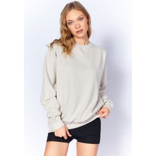 Edition Eskitme/soluk Efektli Basic Kalıp L Örme Sweatshirt | Taş| EK100278852-8852
