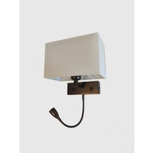 Otel Tipi Yatakbaşı LED Okuma Lambalı Abajurlu Aplik
