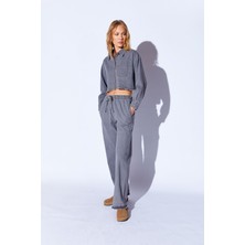 Edition Gri Soft Dokulu Denim Yıpratma Detaylı Kadın Pantolon | EK10009709-9709