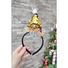 Pekshop Yılbaşı Tacı Parlak Kukuleta Şapka Gold Kırmızı Pullu