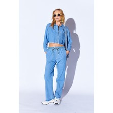 Edition Mavi Soft Dokulu Denim Yıpratma Detaylı Kadın Pantolon | EK10009709-9709