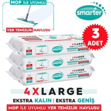 Smarter 3 Adet Yer Temizlik Havlusu Bezi 4xl Mopa Uyumlu Yüzey Beyaz Sabun Kokulu Sirke ve Karbonat Katkılı 90 Yaprak