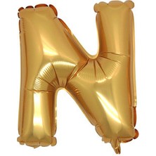 Benim Marifetlerim N Harfi Altın Folyo Balon 40 Inch 90 Cm