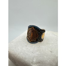 Luna Gümüş Tuğra Işlemeli Ayarlanabilir Tasarımgümüş Yüzük