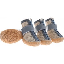 Köpek Ayakkabısı-Kahverengi Köpek Ayakkabısı-Kaydırmaz Kauçuk Taban Köpek Ayakkabısı- Reflektörlü, Fermuarlı Köpek Ayakkabısı