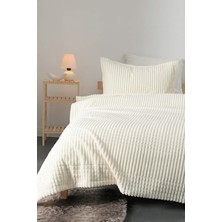 Merinos Modern Line 2 Parça Tek Kişilik Battaniye Seti - Ekru