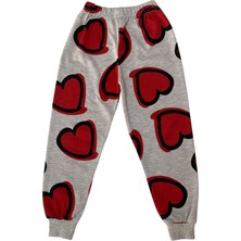 Şeker Kids Kız Çocuk Pamuklu Gri Kalp Desen Pijama Takımı