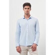 Morven  Erkek A. Mavi Trend Slim Fit Italyan Yaka Gömlek