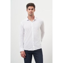 Morven  Erkek Beyaz Trend Slim Fit Italyan Yaka Gömlek