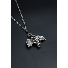 Ejderha  Gümüş Kaplama Unisex Düz Zincir Kolye kod 843