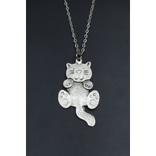 Kedi  Gümüş Kaplama Unisex Düz Zincir Kolye kod 832