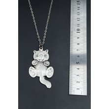 Kedi  Gümüş Kaplama Unisex Düz Zincir Kolye kod 832