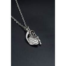 Tırpanlı Azrail  Gümüş Kaplama Unisex Düz Zincir Kolye kod 916