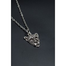 Leopar  Gümüş Kaplama Unisex Düz Zincir Kolye kod 897