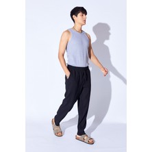 Man Edition Siyah Beli Lastikli Baggy Kalıp Rahat Kesim Örme Dokulu Pantalon Jogger | EE1000619928