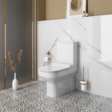 Turkuaz Kale Loft Kanalsız Duvara Sıfır Klozet + Ultra Slim Yavaş Kapanan Klozet Kapağı + Rezervuar + 3/6 İç Takım