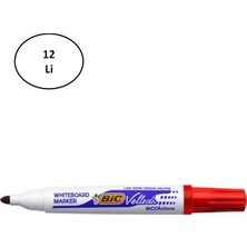 Bic Velleda 1701 Eco Yuvarlak Uç Beyaz Tahta Kalemi Kırmızı (12 Li Kutu)