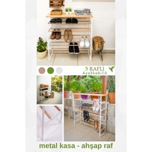 Evnalia 5 Raflı Metal Ayak Ahşap Raf Açık Kapaksız Ayakkabılık 28X90X9 Cm