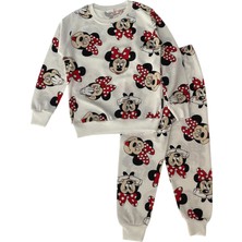 Şeker Kids Kız Çocuk Pamuklu Beyaz Mickey Mouse Desen Pijama Takımı