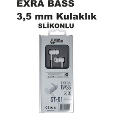 3,5MM KULAKLIK EXTRA BASS ÖZELİKLİ MİKRAFONLU SLİKONLU  DIŞ SES ENGELEYİCİ KULAK İÇİ KULAKLIK