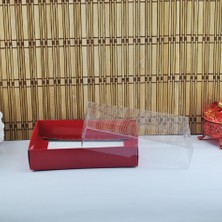 Tahtakale Toptancı Asetat Kapaklı Karton Kutu 15 x 15 x 3 (50 Adet)  Kırmızı