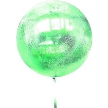 Alfa Life Marketing Yeşil Simli Yuvarlak Şeffaf Balon