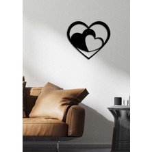 Artroya - Iç Içe Kalp Metal  Tablo, Duvar Dekoru - Sevgi, Sevgili, Aşk Temalı Hediyelik Tablo - 50 x 44 - cm -Siyah - Doğum Günü - Sevgililer Günü - Anneler Günü -LOVE-031