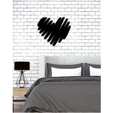 Artroya - Kalpli Fırça Metal  Tablo, Duvar Dekoru - Sevgi, Sevgili, Aşk Temalı Hediyelik Tablo - 55 x 47 - cm -Siyah - Doğum Günü - Sevgililer Günü - Anneler Günü -LOVE-103
