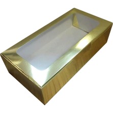 Pencereli Karton Kutu Düz Renk 20 x 10 x 5  cm   (10 Adet) Gold