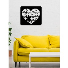 Artroya - Jigsaw Heart Metal  Tablo, Duvar Dekoru - Sevgi, Sevgili, Aşk Temalı Hediyelik Tablo - 50 x 45 - cm -Siyah - Doğum Günü - Sevgililer Günü - Anneler Günü -LOVE-017