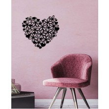 Artroya - Flower Heart Metal  Tablo, Duvar Dekoru - Sevgi, Sevgili, Aşk Temalı Hediyelik Tablo - 61 x 55 - cm -Siyah - Doğum Günü - Sevgililer Günü - Anneler Günü -LOVE-124