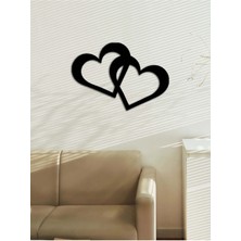 Artroya - Two Heart Metal  Tablo, Duvar Dekoru - Sevgi, Sevgili, Aşk Temalı Hediyelik Tablo - 50 x 35 - cm -Siyah - Doğum Günü - Sevgililer Günü - Anneler Günü -LOVE-049
